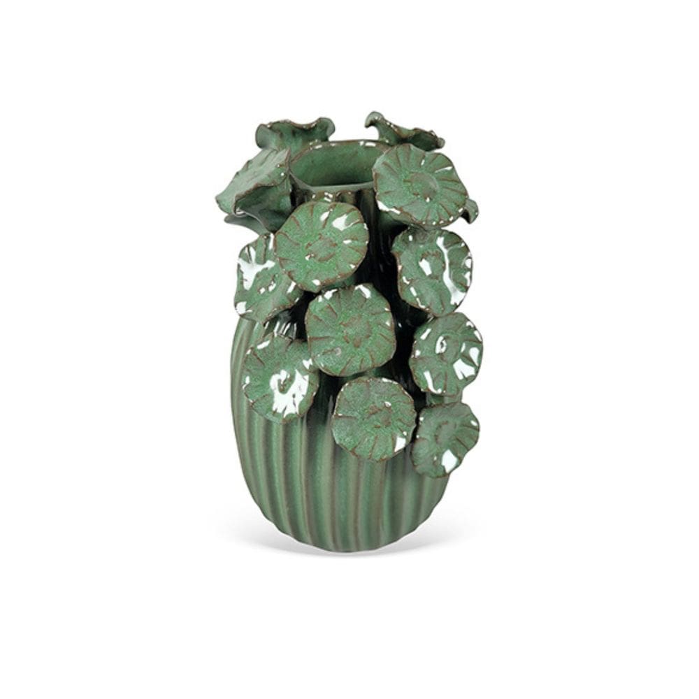 Vaso Decorativo Flores em Cerâmica Verde 13cm ZQ0080 BTC
