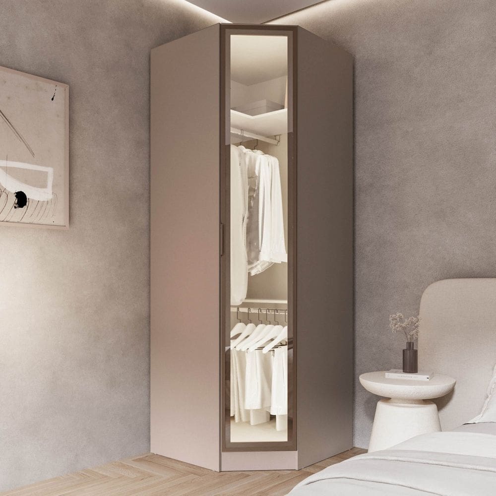 Guarda Roupa Modulado 100% Mdf de Canto Oblíquo Reflecta Orion Cabecasa Madeiraoriginals Mocha/Reflecta