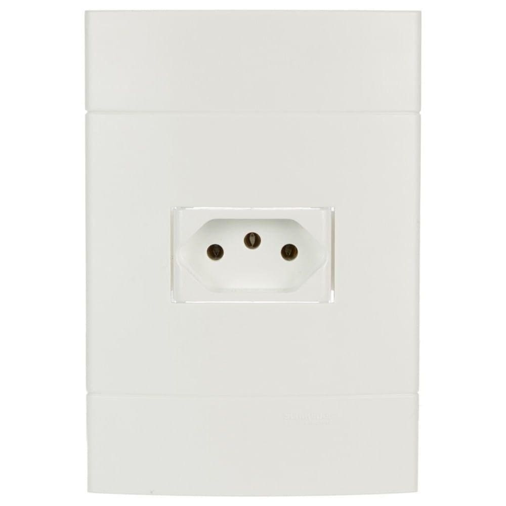 Conjunto Tomada 2 Pinos + Terra 10 Amperes 250 Volts Branco Lunare Prm444721 Schneider Conj.toma