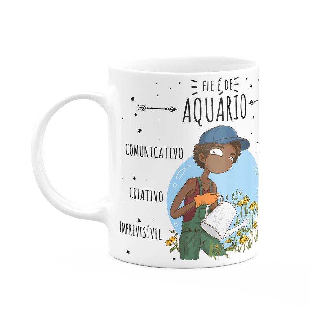 Caneca Signos Cartoon - Ele é de Aquário - M2 - 325ml