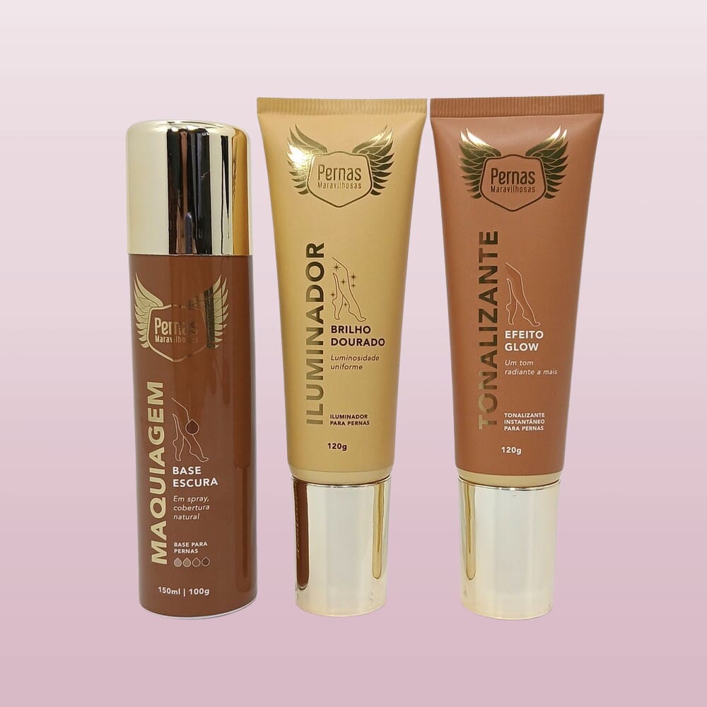 Kit Pernas Maravilhosas - Maquiagem + Iluminador + Tonalizante Glow