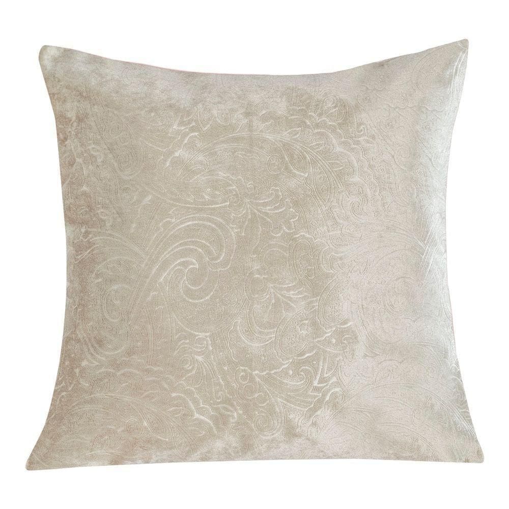 Almofada Decorativa Ellen Veludo Jacquard Com Refil 100% Poliéster - Marfim