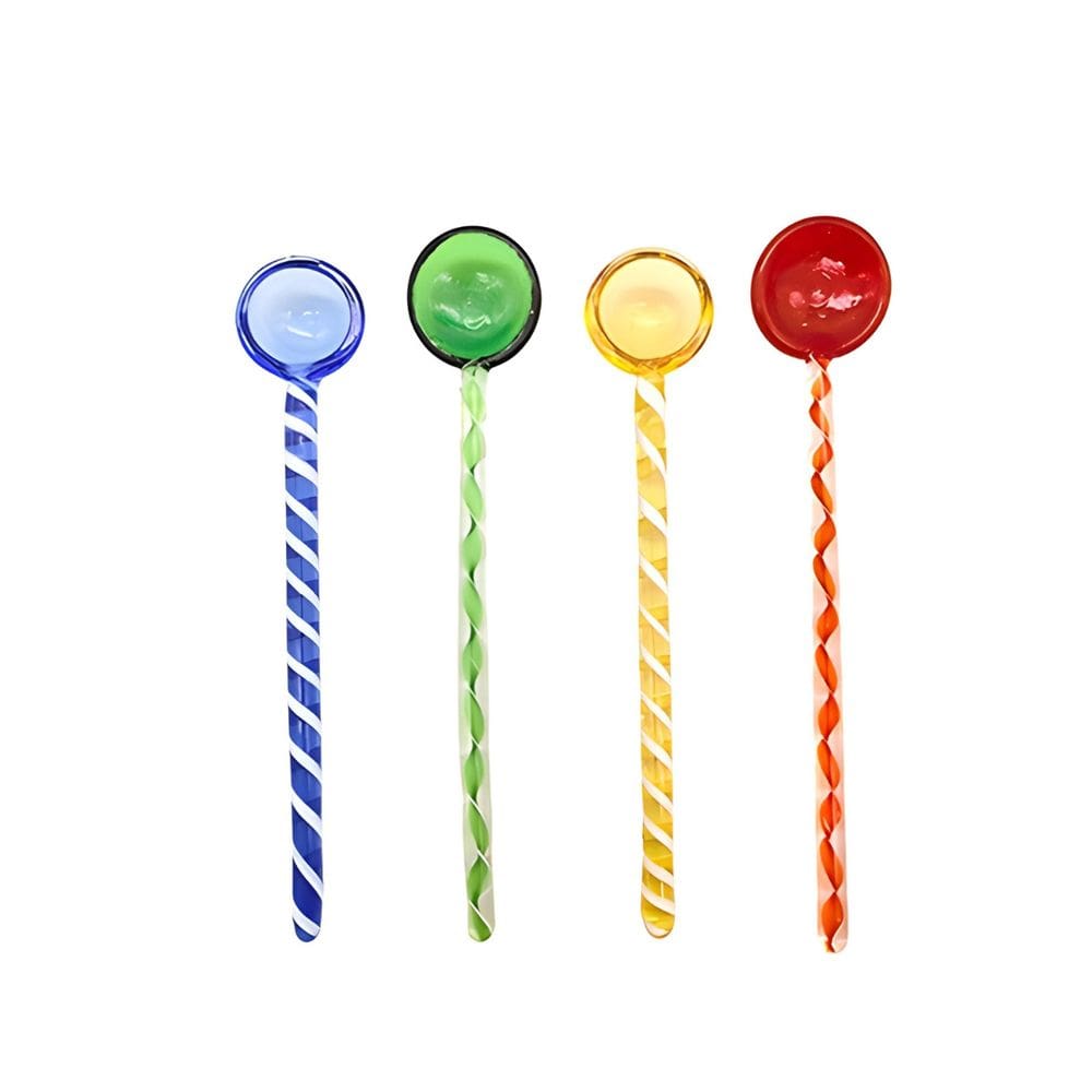 Conjunto de Colheres Mexedoras de Drink em Vidro 4 Peças Coloridas WJ4004 BTC