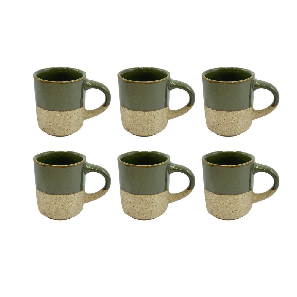 Conjunto 6 Xícaras de Café em Cerâmica Verde 100ml ES0004 BTC