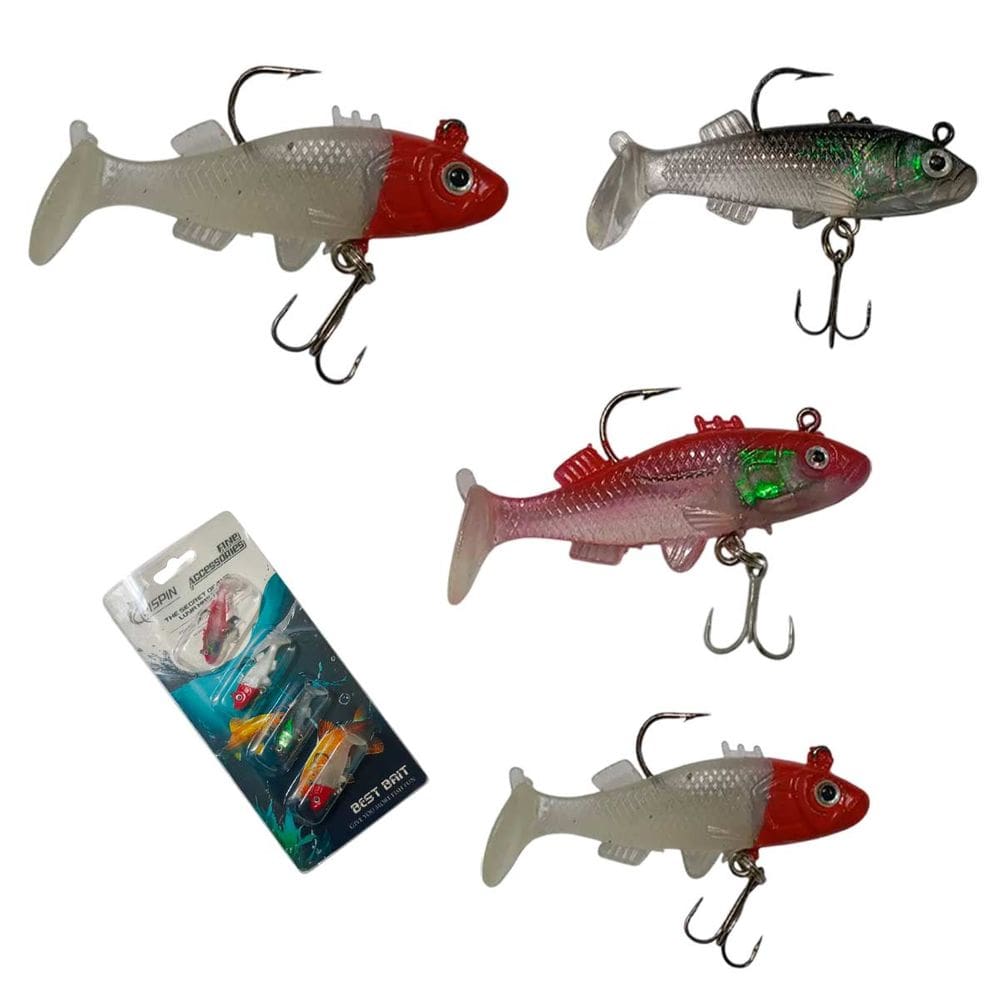 Isca Artificial 4 Peixes Pesca Soft Shad Captura Pescaria Esportiva Tucunare Lambari Tainha Robalo Mar Rio Lago