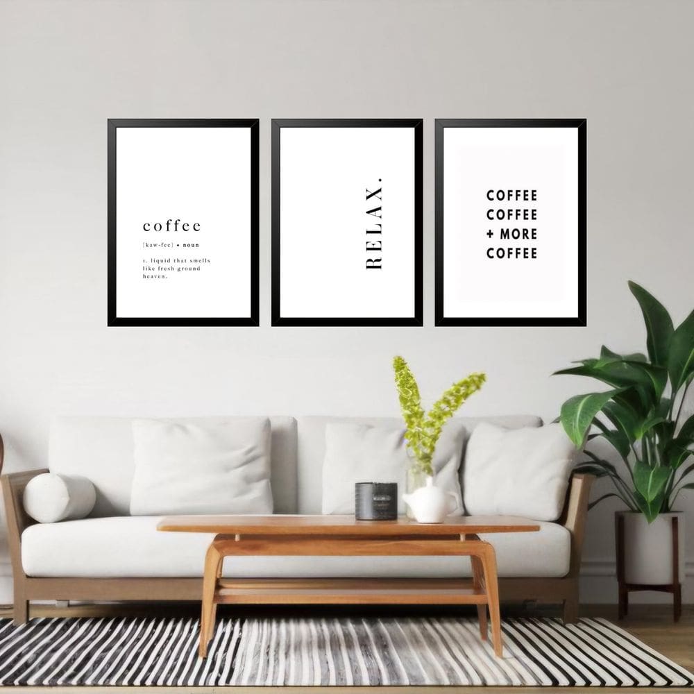 Kit 3 Quadros Grandes Relax Coffee 60X48Cm