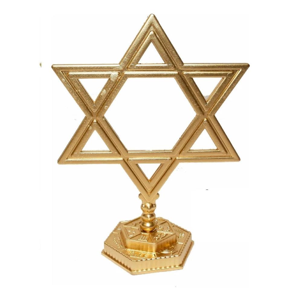 Candelabro Menora Estrela De Davi Dourado Grande