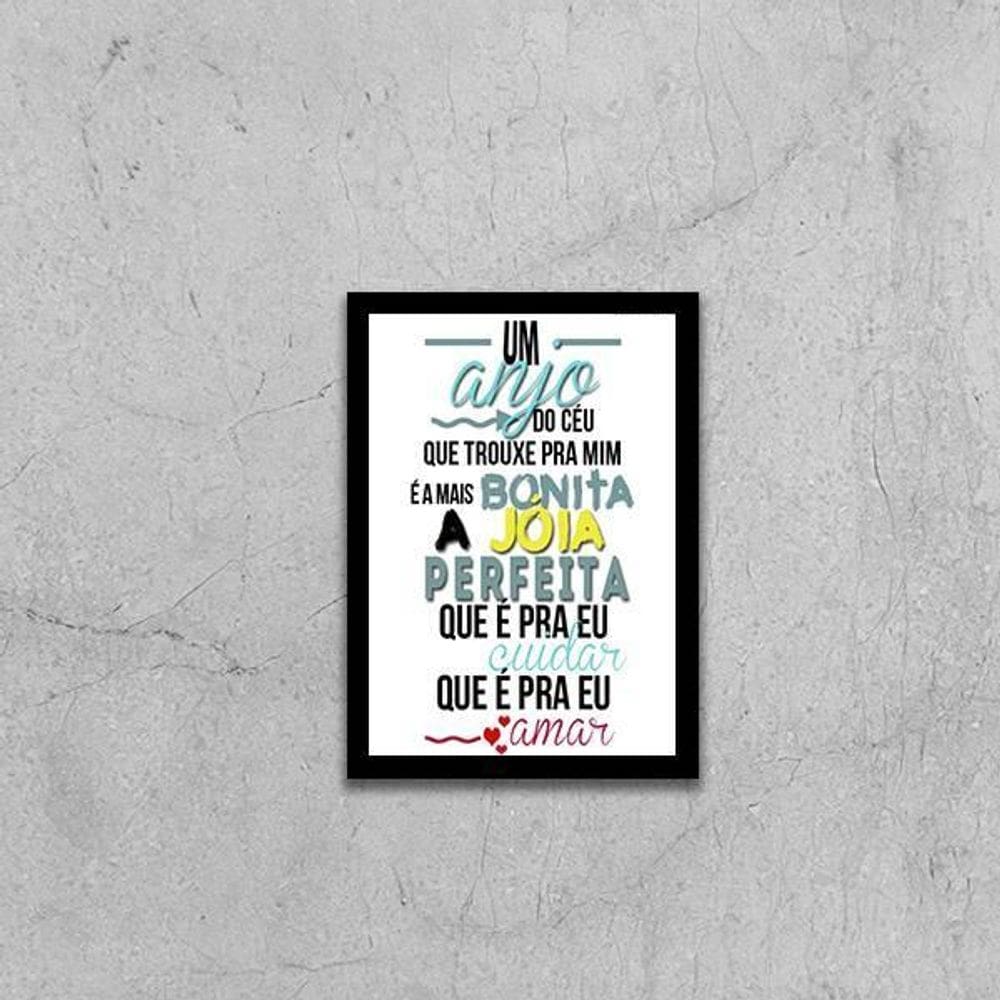 Quadro Música Um Anjo Do Céu 45X34Cm Com Vidro Moldura Preta