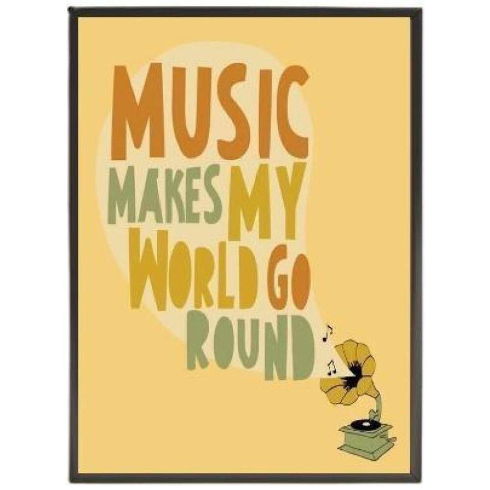 Quadro Music Makes My World Go Round 33X24 Com Vidro - Preta