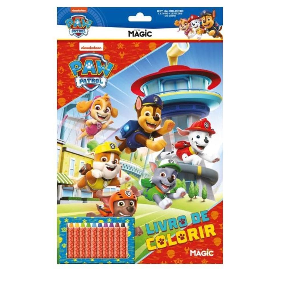 Livro De Colorir E Atividades Patrulha Canina 12 Gis De Cera