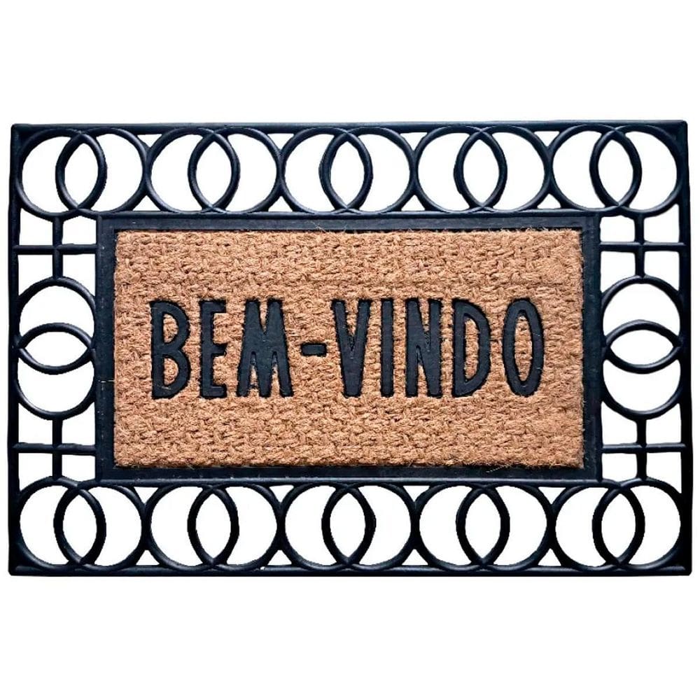 Capacho Fibra De Coco Tapete Emborrachado Frame 60X40Cm Uzoo