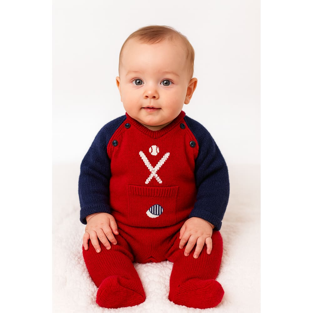 Macacão Bebê Futebol Americano vermelho azul escuro