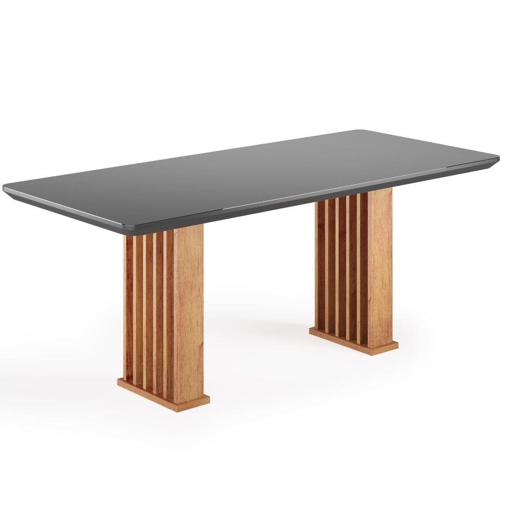 Mesa de Jantar 200cm com Tampo de Vidro Munique Viero