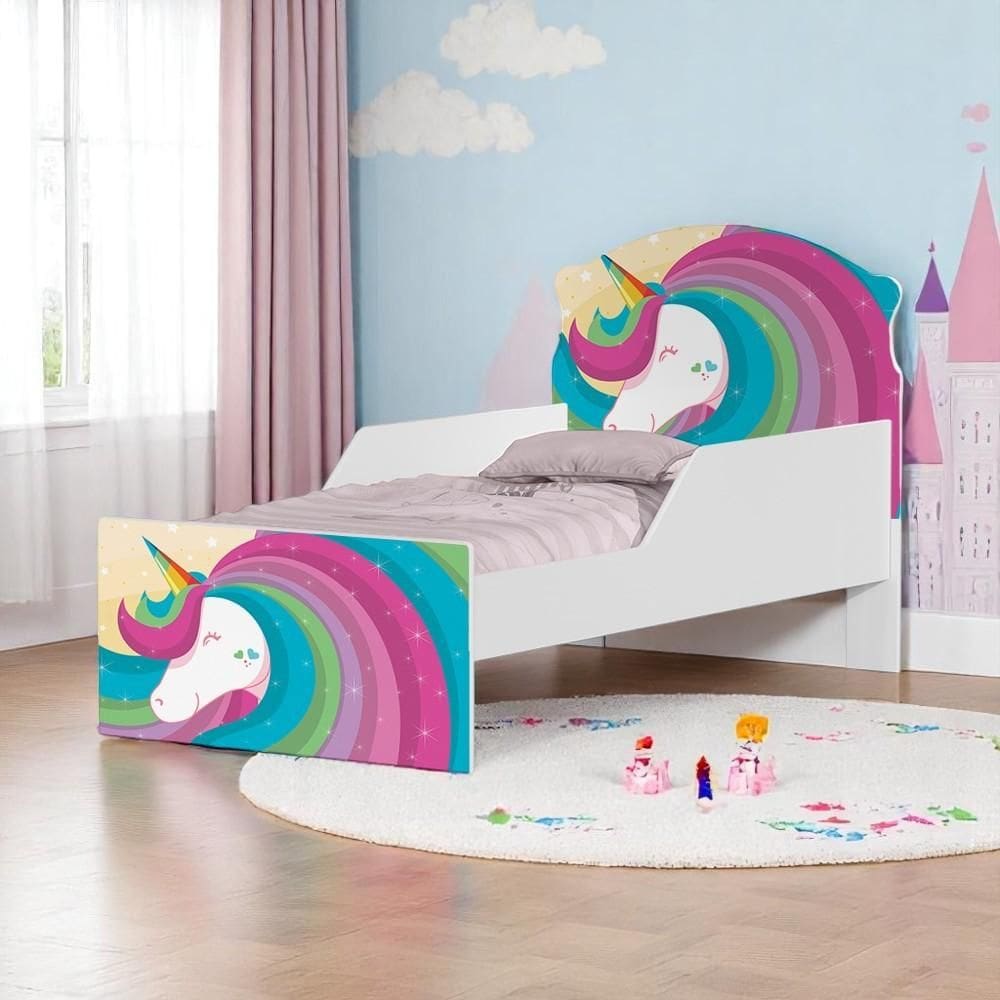 Mini Cama Unicórnio Arco Íris Com Colchão