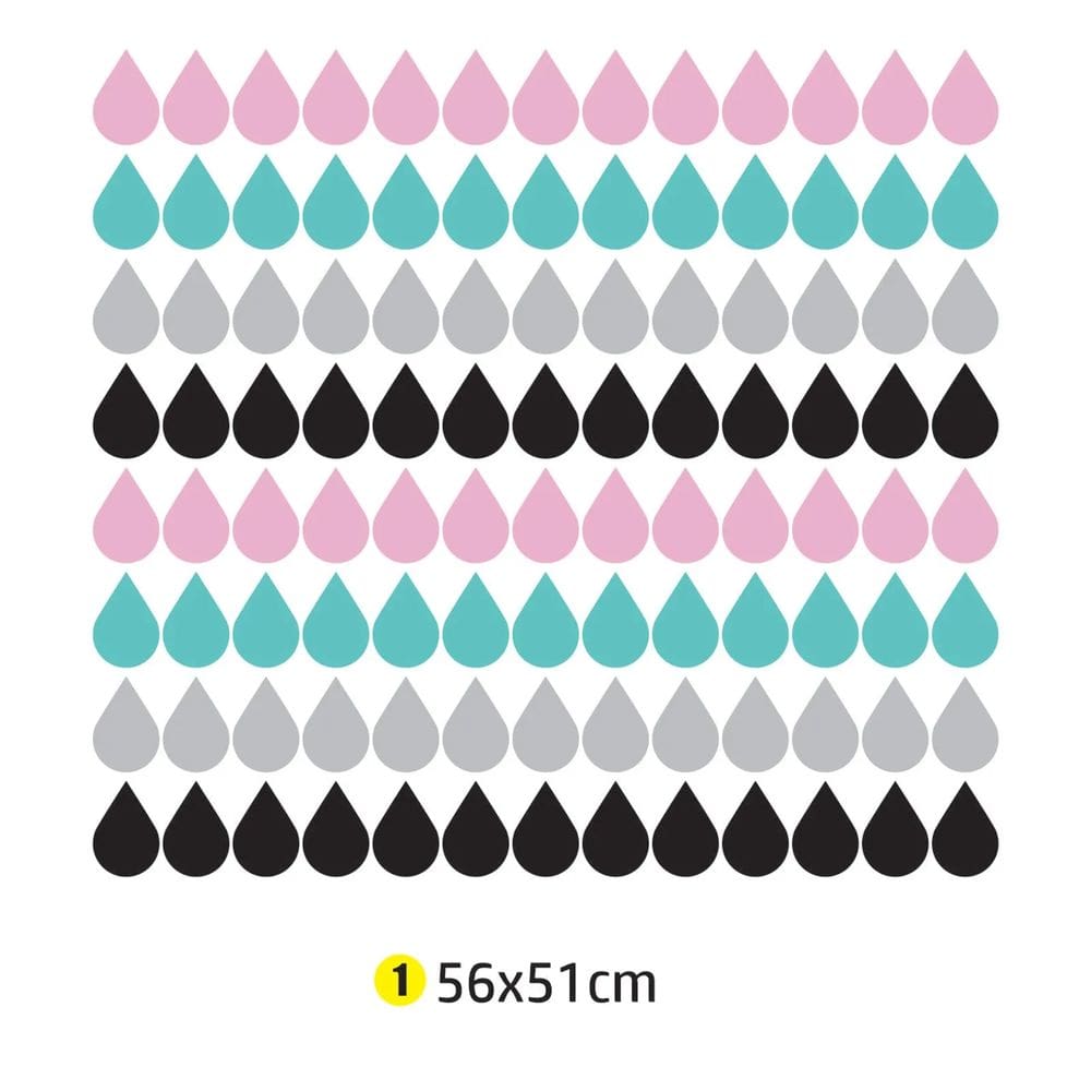 Adesivo Parede Gotas coloridas 56x51 quarto infantil sala