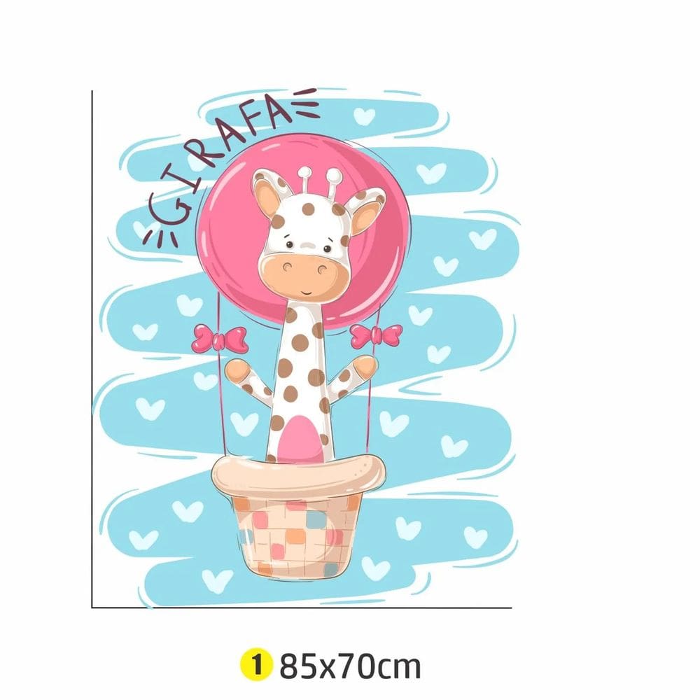 Adesivo Parede Girafa Balão 85x70 quarto infantil