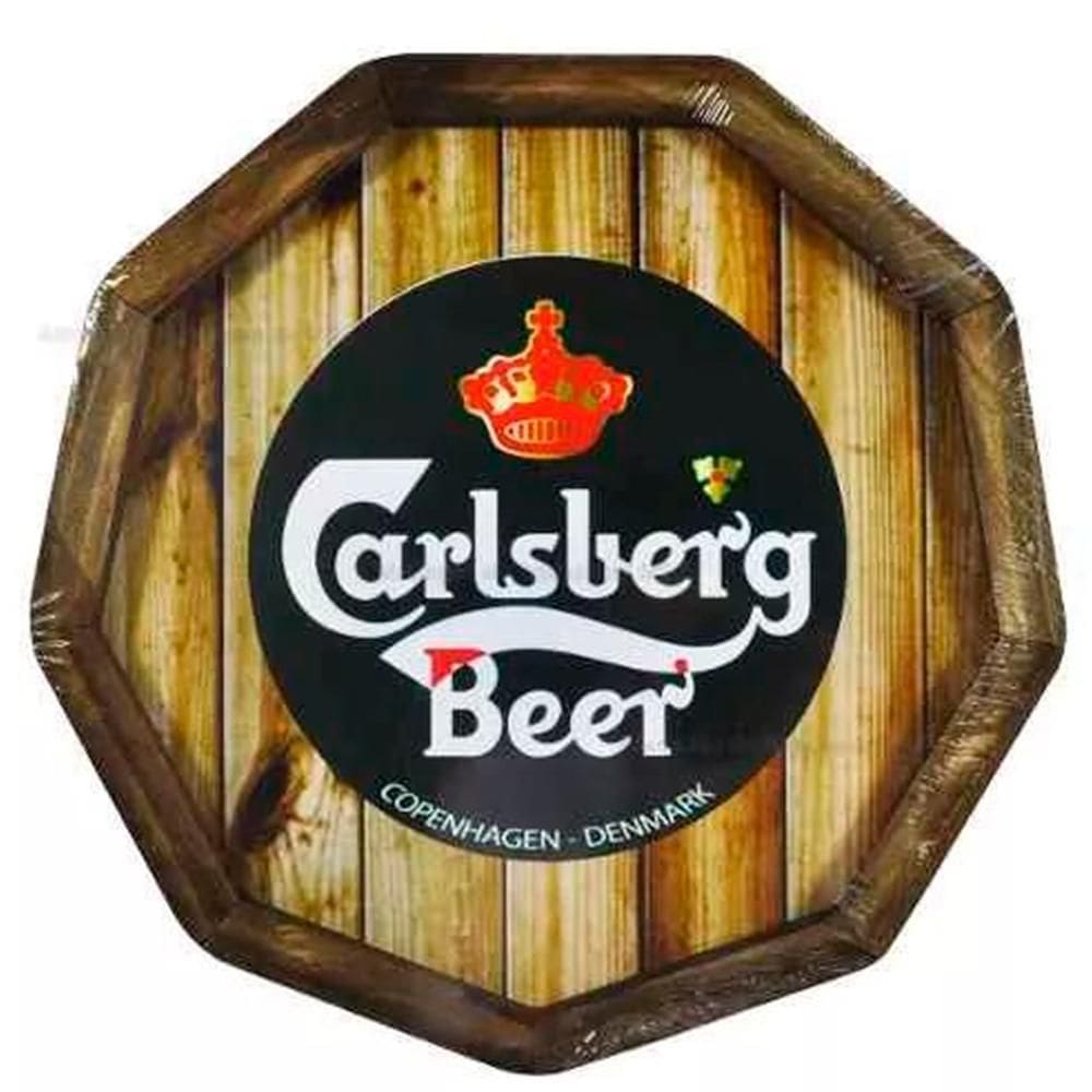 Quadro Tampa Barril Madeira Rústica Cerveja Carlsberg Beer