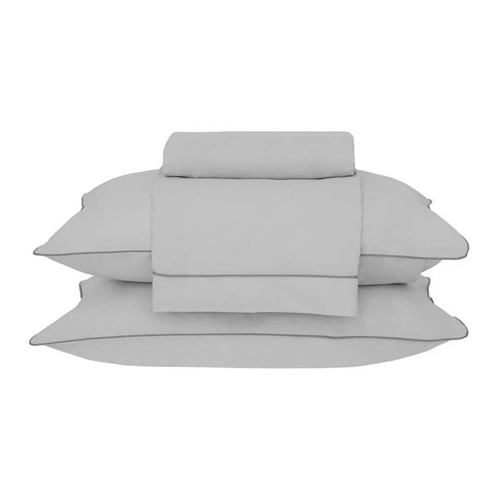 Jogo De Cama King 180 Fios Algodão Percalle Buddemeyer Cinza