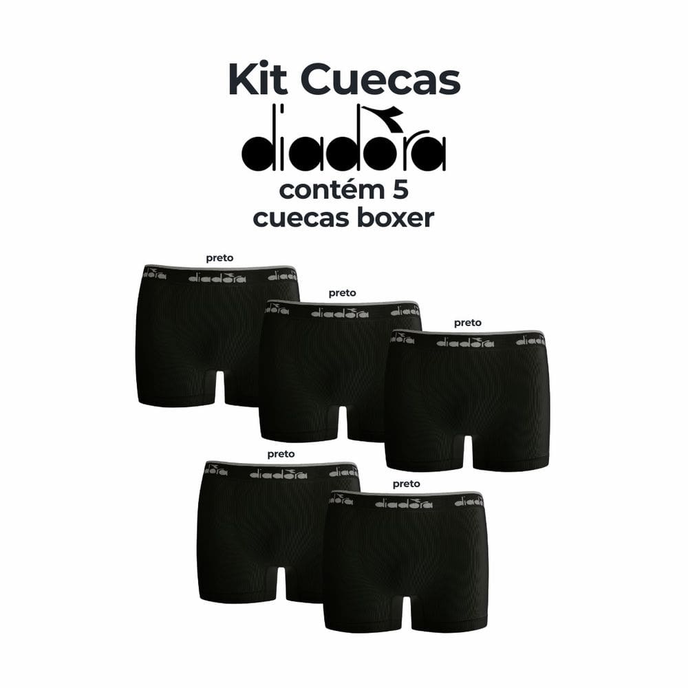 Kit 5 Cuecas Boxer Diadora Sem Costura - Masculino