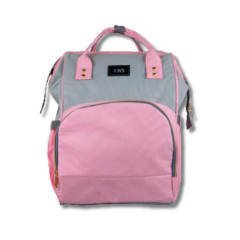 Mochila Maternidade Em Poliester Rosa/Cinza - Yins