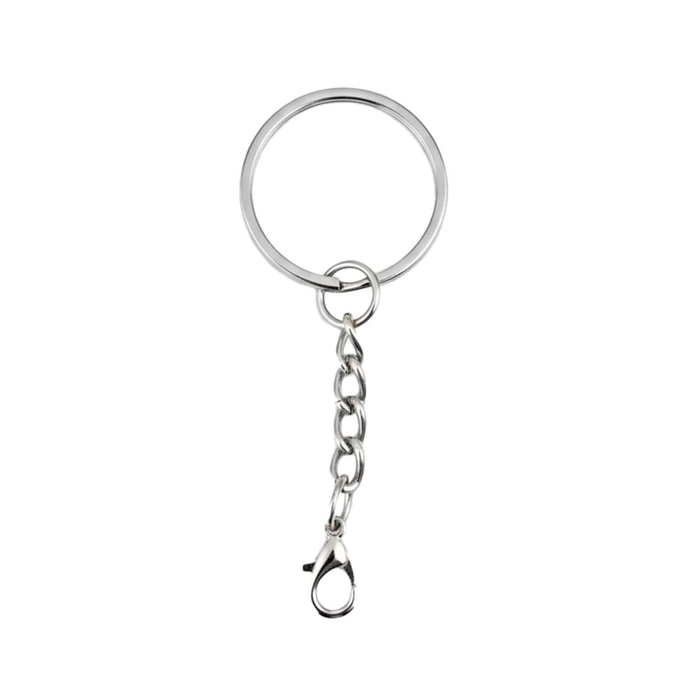Kit 100 Argolas Para Chaveiro Com Corrente E Gancho Prata