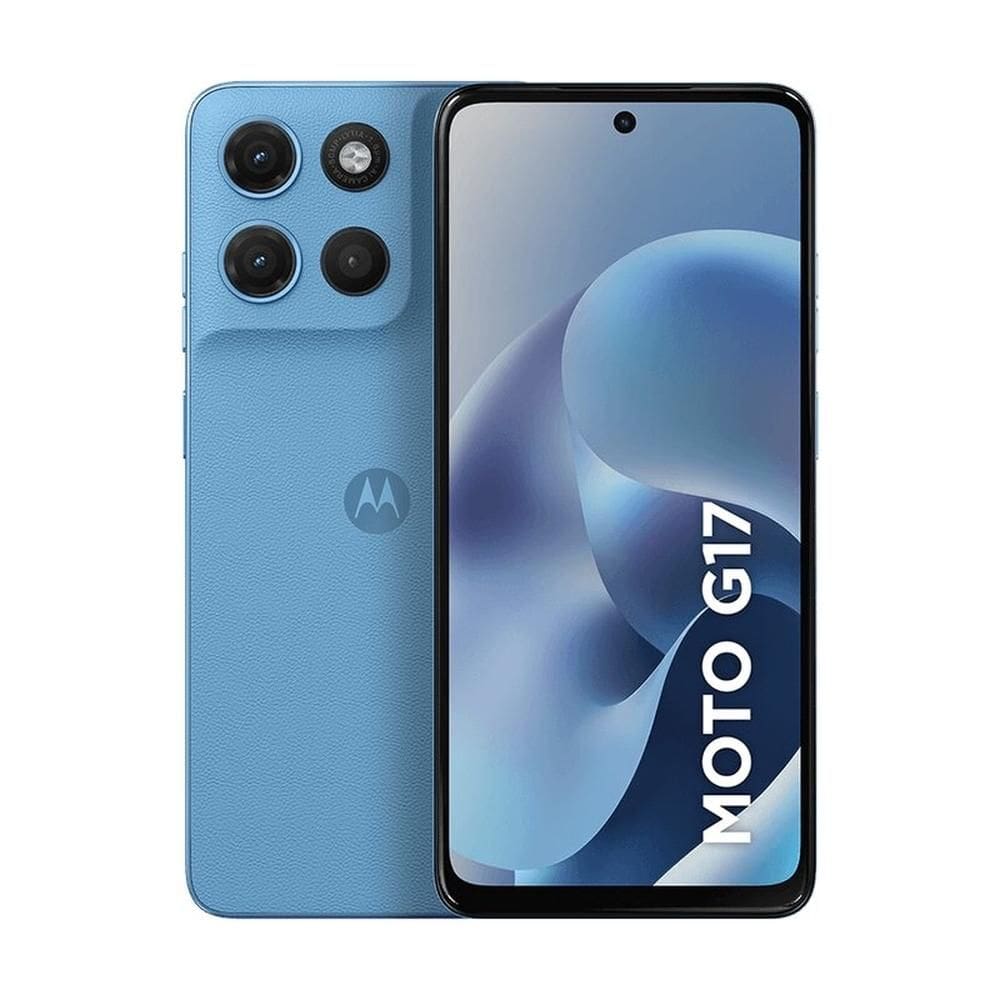 Smartphone Motorola Moto G17 256GB - Azul Claro, 12GB (4GB RAM + 8GB RAM Boost), Câmera 50MP e Tela 6,7”