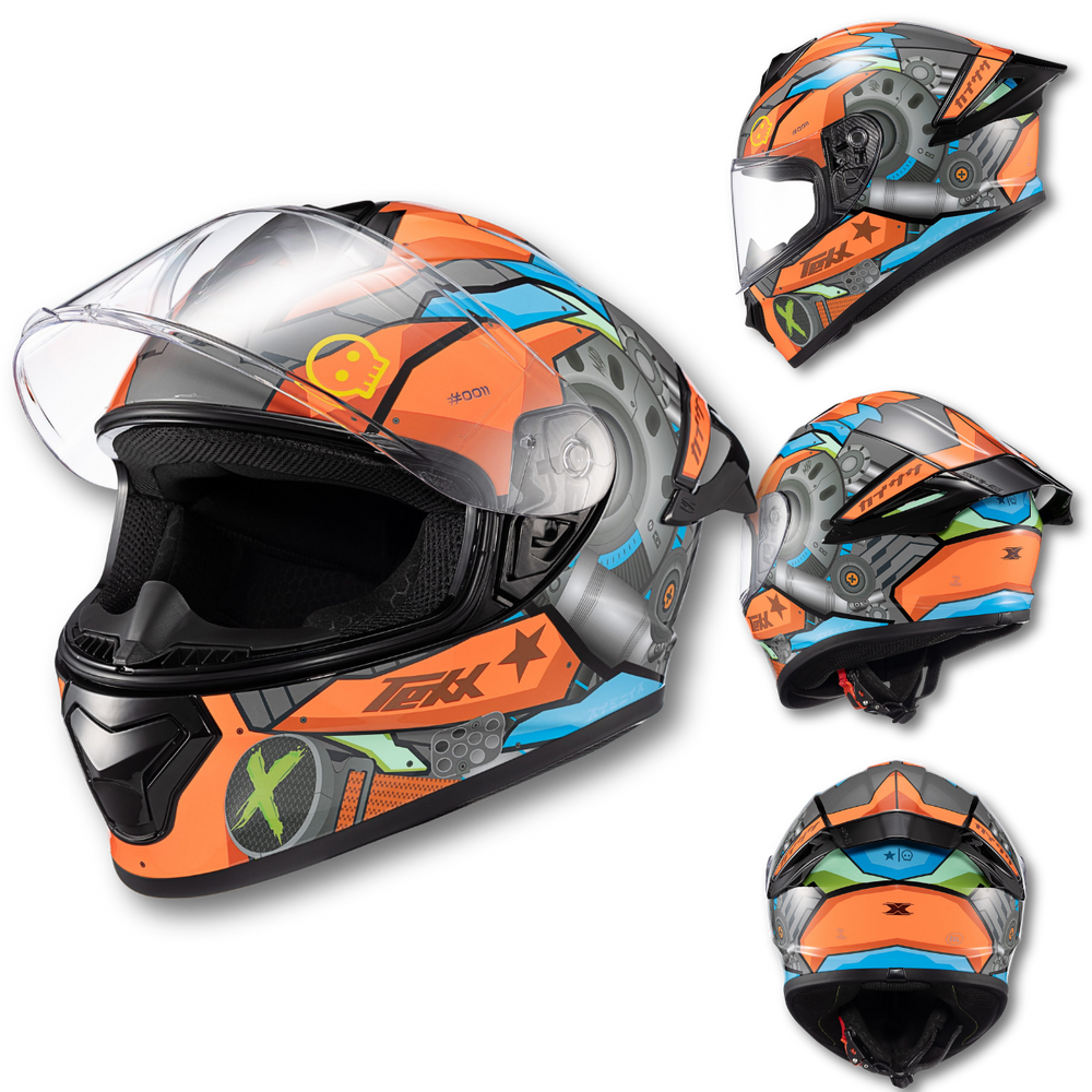 Capacete TEXX Spihe Gear Vermelhop Azul