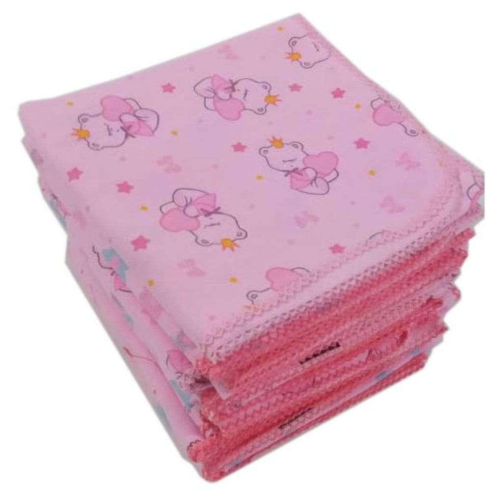 Kit 5 Cueiro 10 pano boca 1 toalha capuz travesseiro Menina