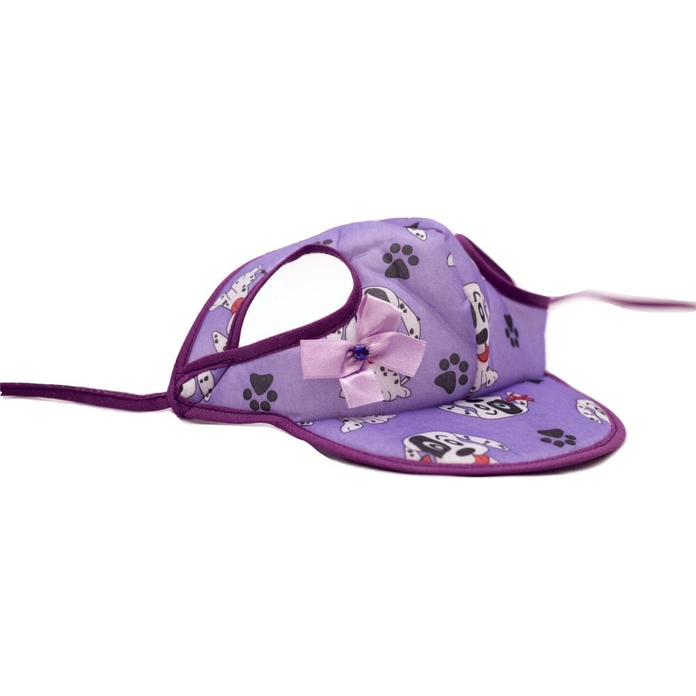 Boné para Cachorro viseira  roxo com lacinho lilás tamanho G