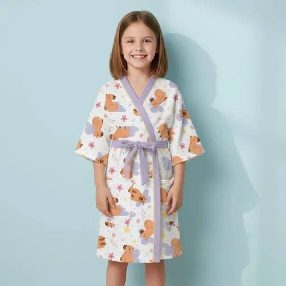 Roupão Felpudo Infantil Quimono Capivara Feliz Lepper