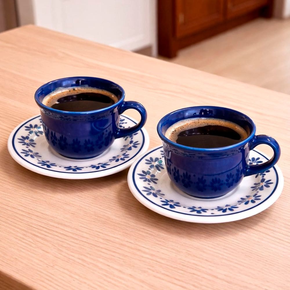 Xícaras Pires Donna Margaridas Oxford Kit Jogo 6pçs 200ml