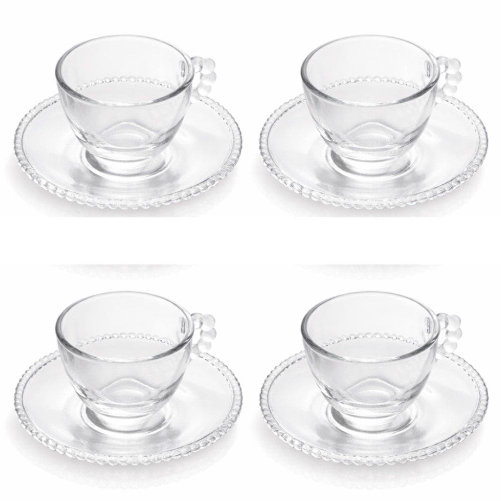 Conjunto 04 Xícaras de Chá de Cristal 180ml Pearl Wolff
