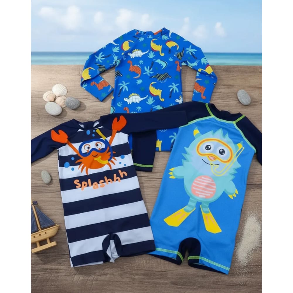 Macacão Infantil Masculino com Zíper para Praia Estampa Variada