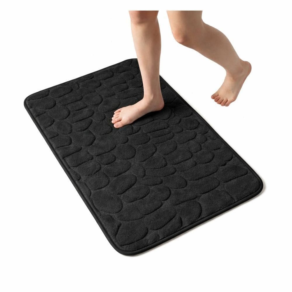 Tapete Banheiro Antiderrapante Pedras - Preto