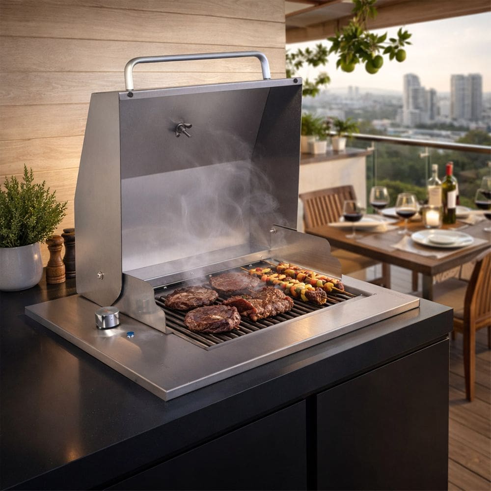 Churrasqueira Grill Elétrica com Tampa Fine Cooktop 50x40 cm Titan