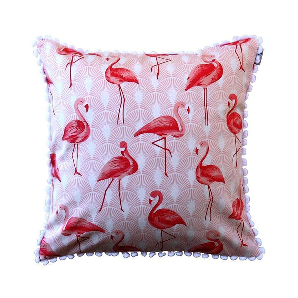 Capa De Almofada Vivain Estampa Flamingo Rosa Com Pom Pom