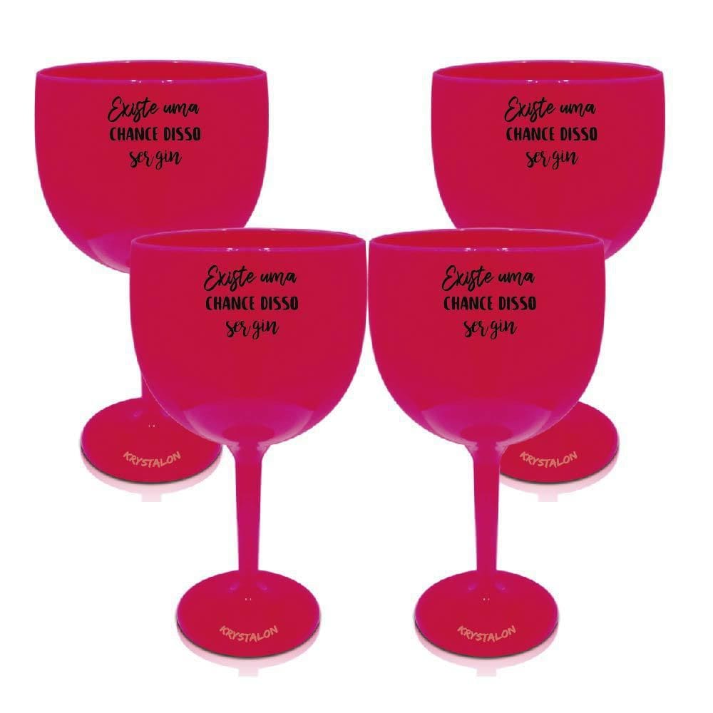 Kit 4 Taças Gin Rosa Acrílico Personalizadas