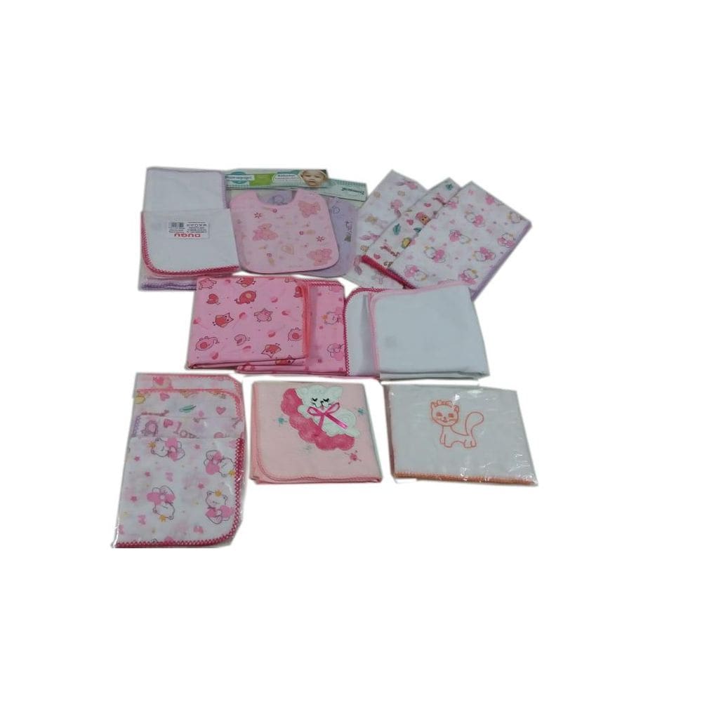 Kit 19peças Fraldas Cueiros Babadores Enxoval De Bebe menina