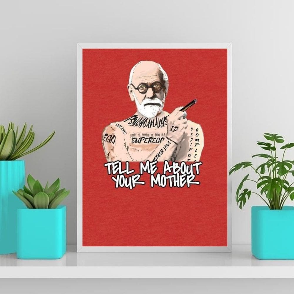 Quadro Freud Tell Me About Your Mother 24X18Cm Vidro Branca