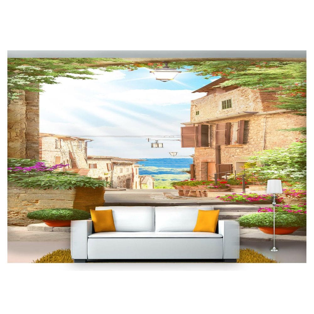 Papel De Parede Paisagem Digital Vilarejo Arco Dav25