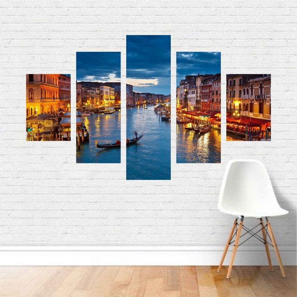 Quadro Cidades Canal de Veneza Noite em Tela Canvas
