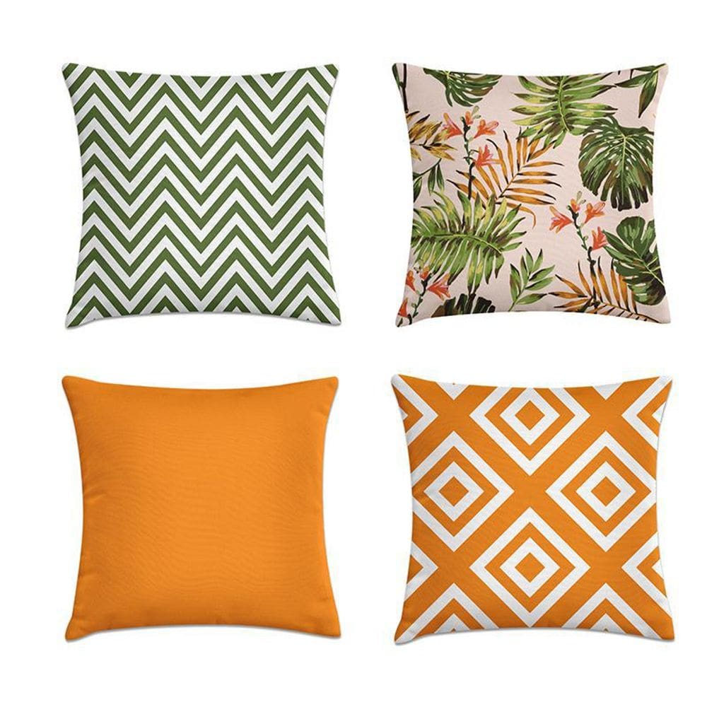 Kit 4 Capas De Almofadas Folhas 45X45