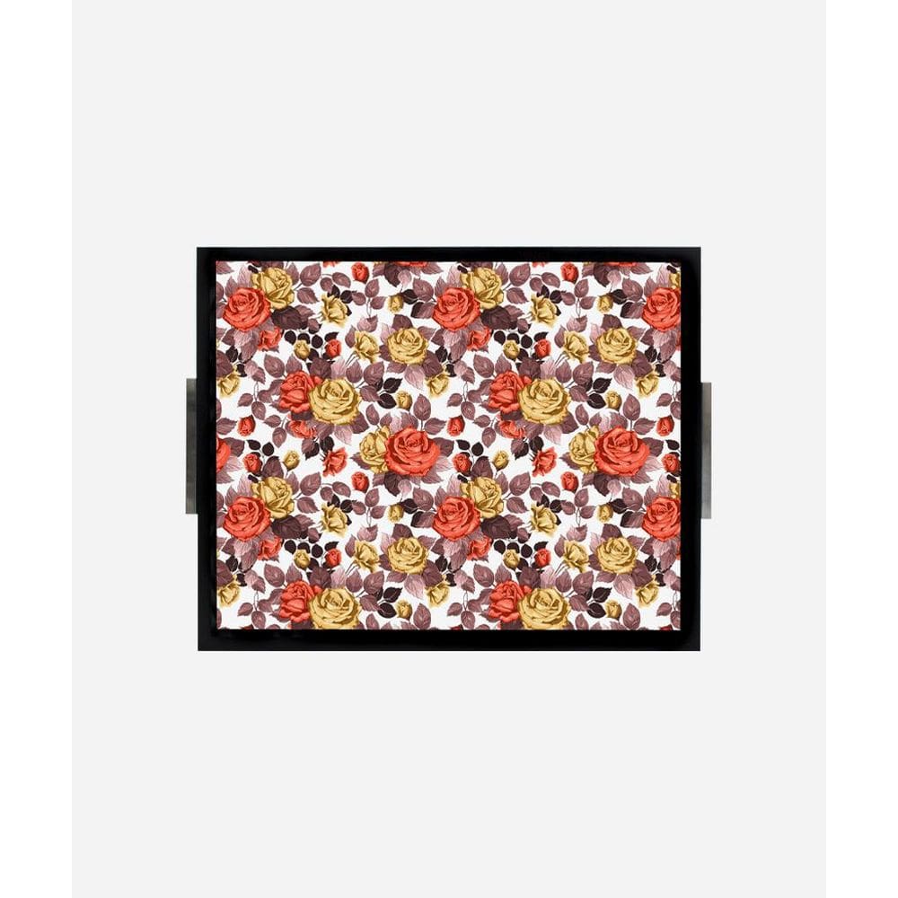 Bandeja Estampada 30x37 - Rosa Dourada