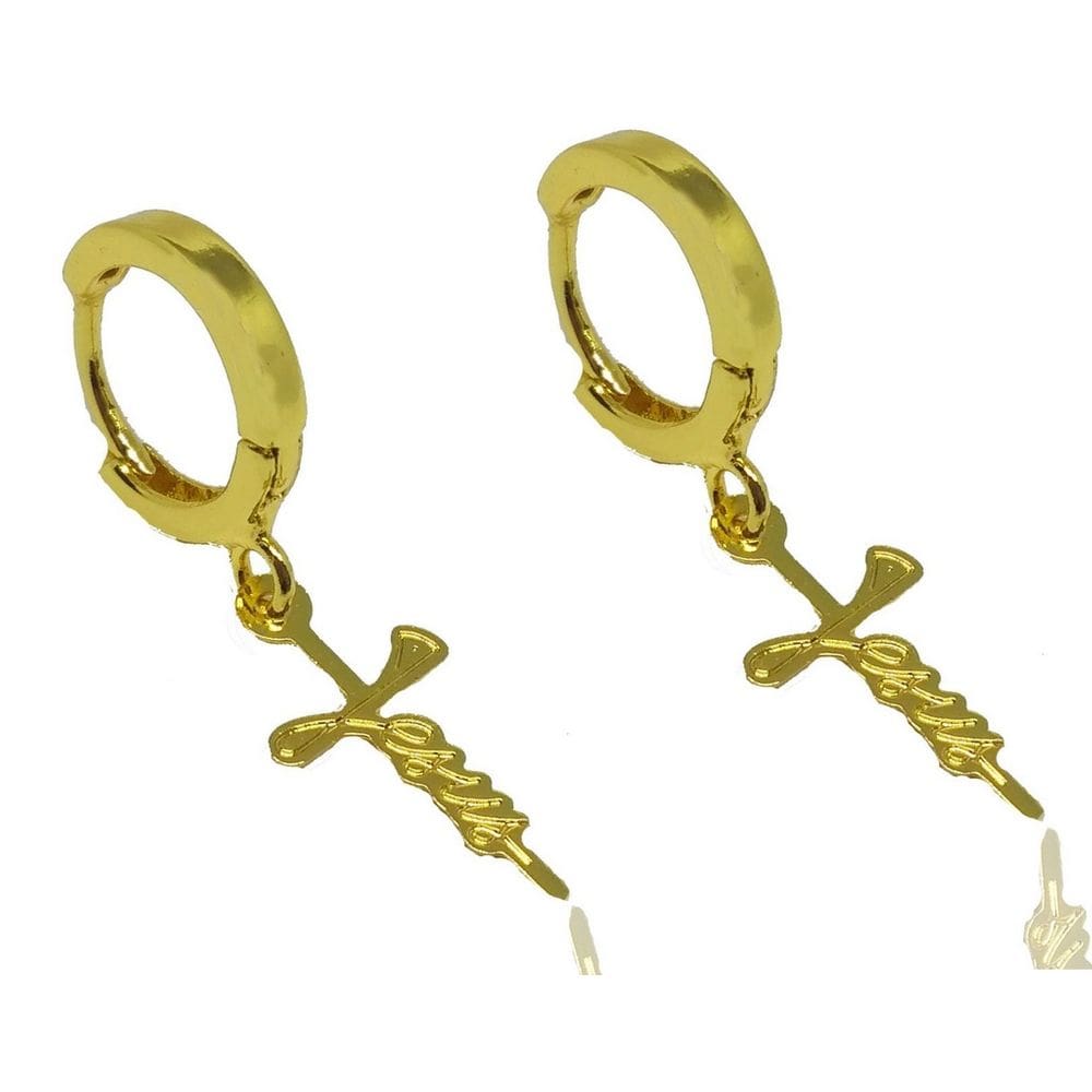 Brinco Masculino De Argola Com Pingente Jesus 1 Peça