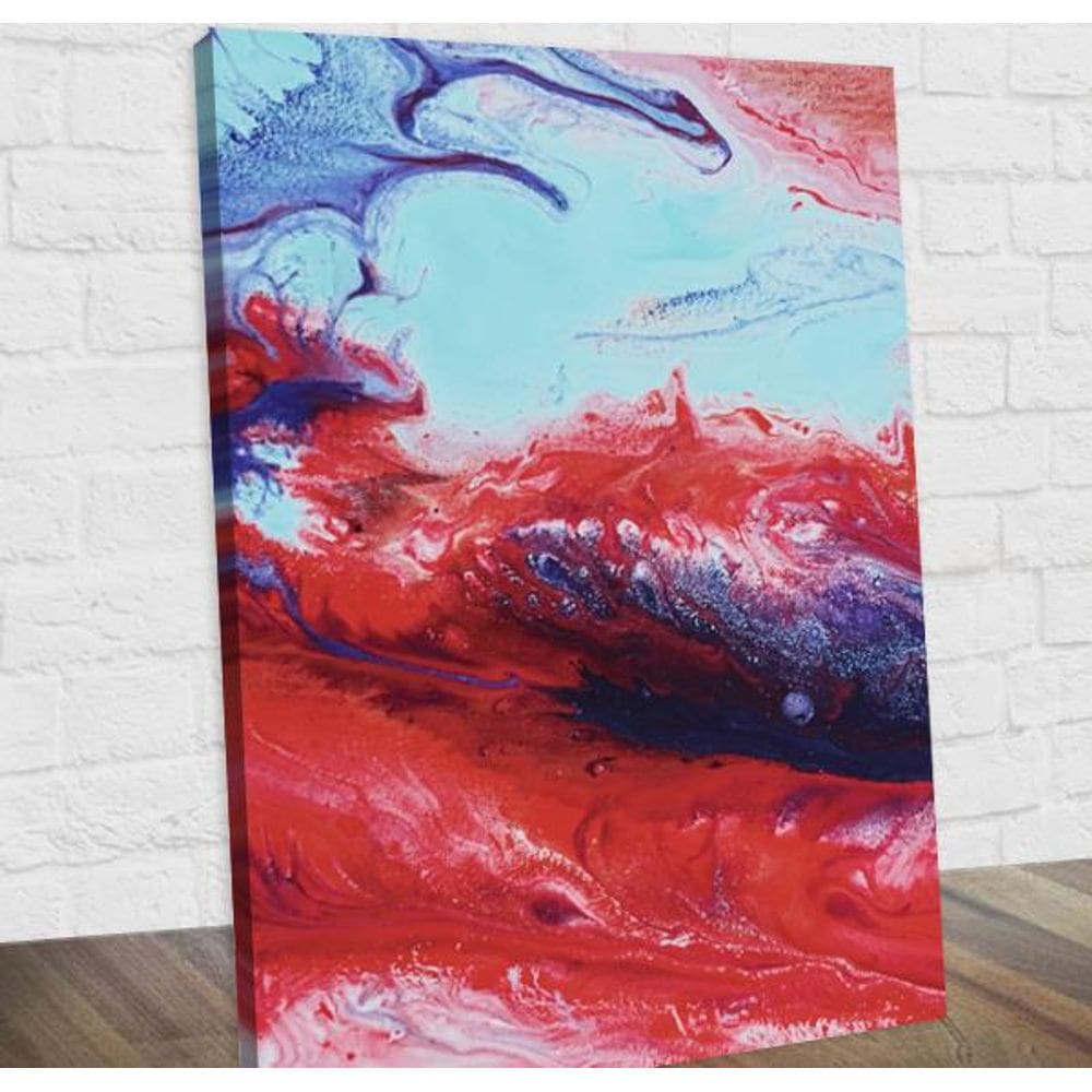 Quadro Abstrato Tons De Azul E Vermelho Midiapoparte 60x80