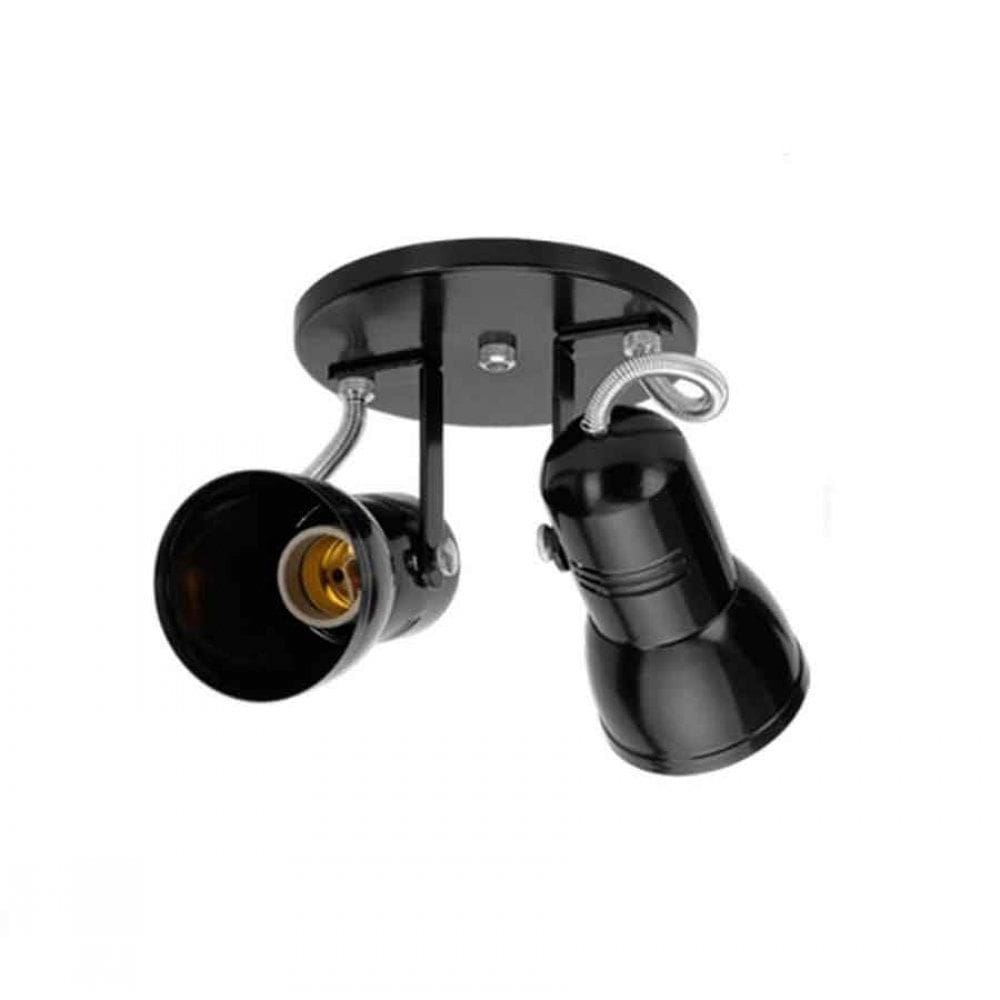 Spot led para teto ou parede para 2 lampada Preto HPL
