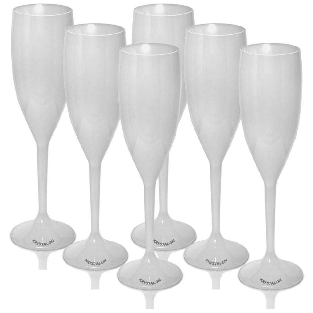 Kit 8 Taças Champagne 170Ml Branco Acrílico