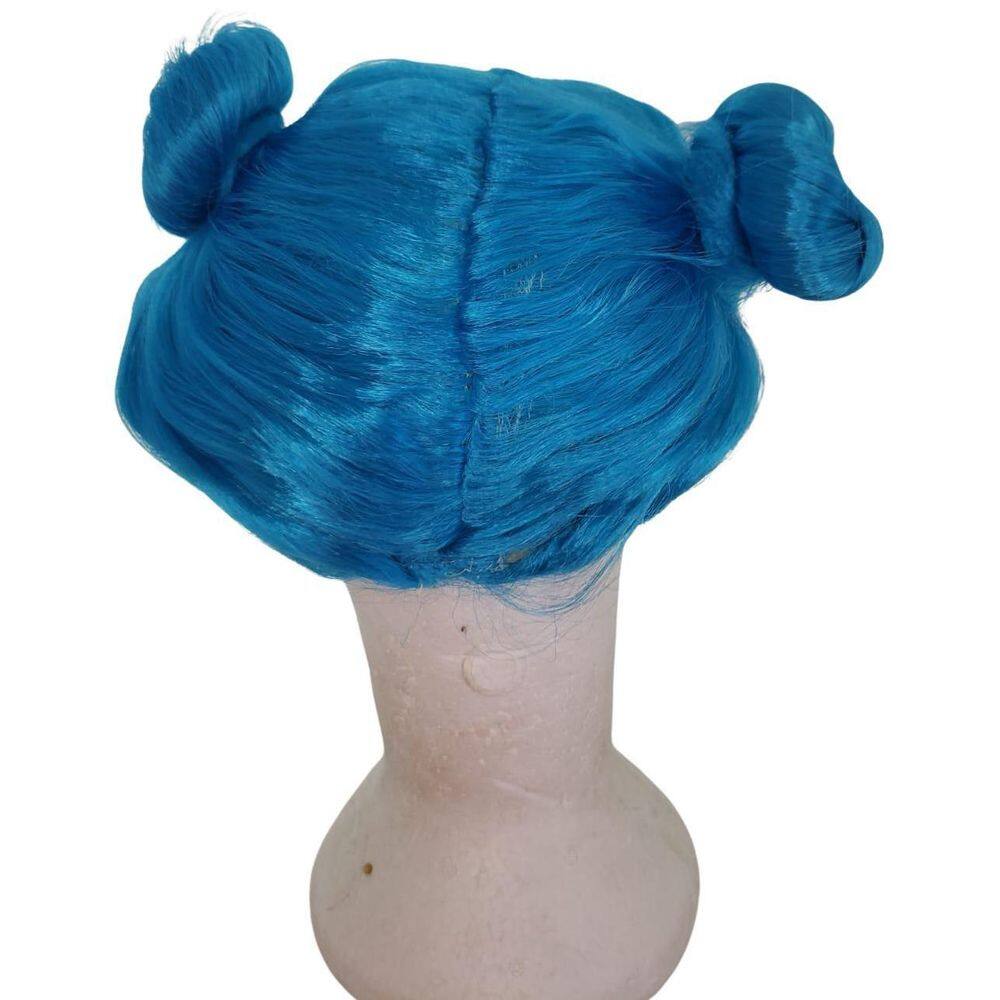 Peruca Boneca Azul Infantil Com Dois Coques Nas Laterais