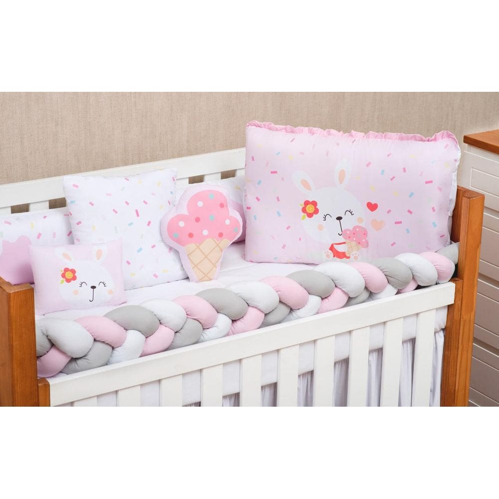 Kit Berço Trançado Com Edredom E Lençol Elástico Docinho