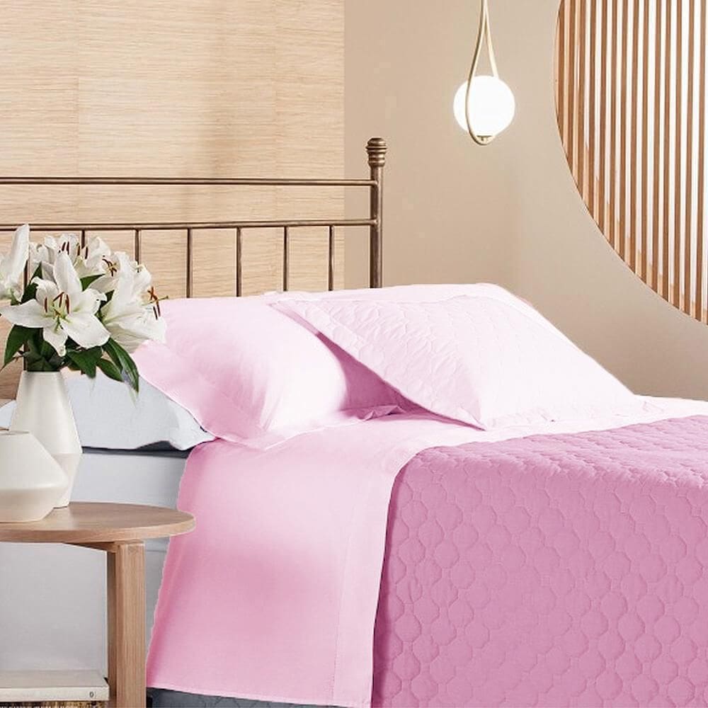 Kit Cobreleito Queen 200 Fios Andreza Privilege Rosa